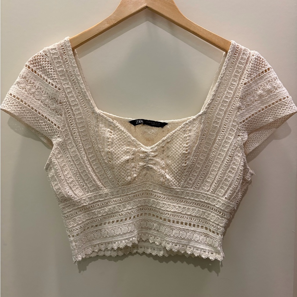 Zara Boho Lace Crop Top